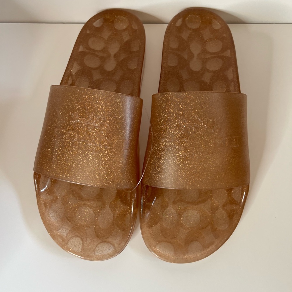 COACH Ulyssa w/sparkes Slide C3068 gold Sandals - Picture 1 of 7